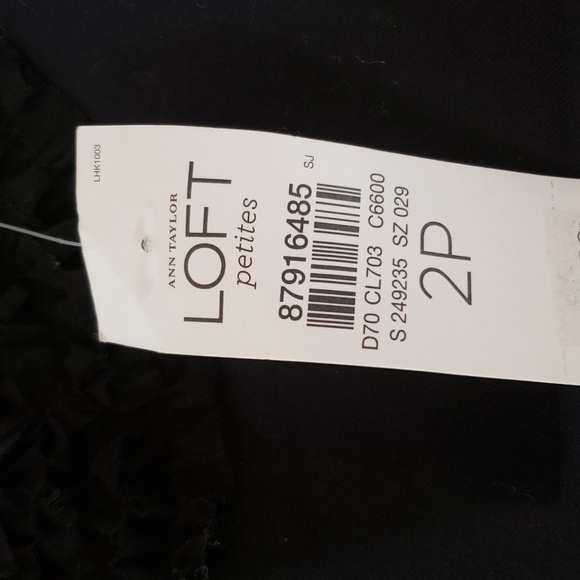 Ann Taylor Loft Petite 2P Shift Dress Navy Black Lace Net Ruffle Details NEW - Picture 5 of 6